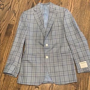 Samuelsohn Blue Plaid Cashmere Blazer